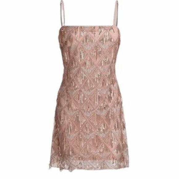 Cider Square Neck Sequins and Tassles Mini Dress - Picture 1 of 8